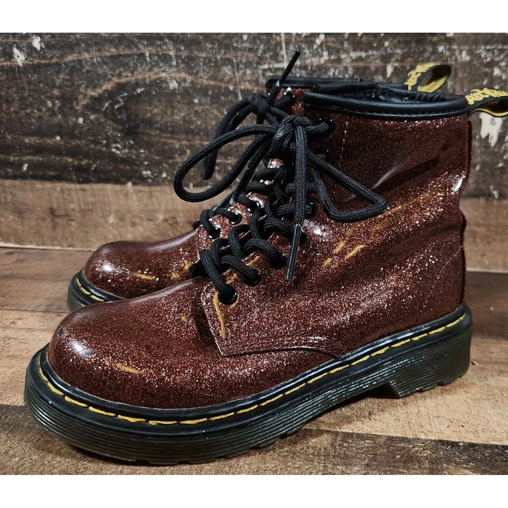 Junior Dr Martens 1460 Glitter J Girls US 12 Lace Up Zip Boots